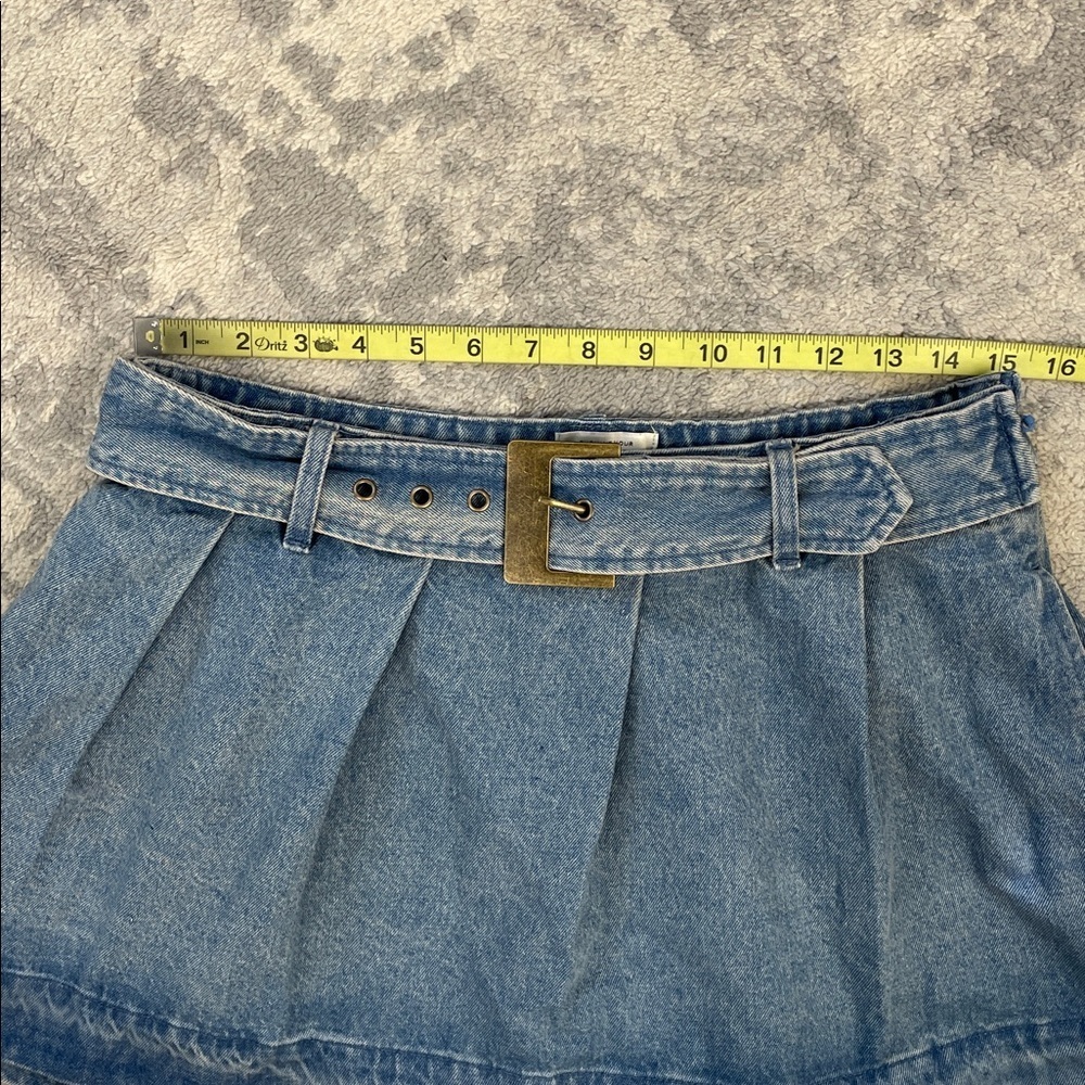 New Show Me Your Mumu Lohan Mini Skirt Skort Ozone Indigo Denim Sz L - Picture 9 of 16
